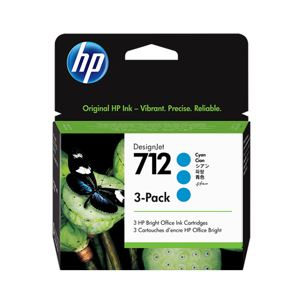 HP 712 (3-Pack) Druckerpatrone Cyan – Original