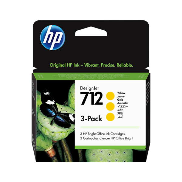 HP 712 (3-Pack) Druckerpatrone Gelb – Original